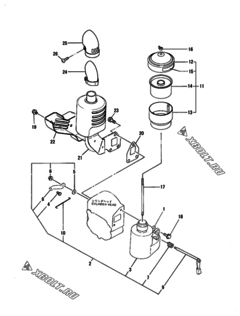  Двигатель Yanmar NFAD8-LIK3, узел -  Воздушный фильтр и глушитель 