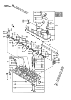  Двигатель Yanmar 4TN84TL-RMCD, узел -  Головка блока цилиндров (ГБЦ) 
