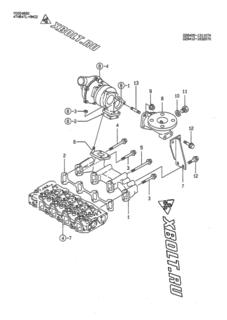  Двигатель Yanmar 4TN84TL-RMCD, узел -  Выпускной коллектор 