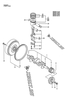  Двигатель Yanmar 4TN84TL-RMCD, узел -  Коленвал и поршень 