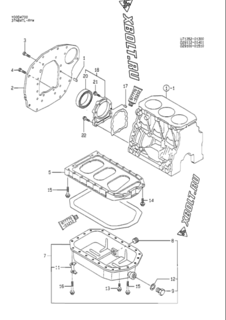  Двигатель Yanmar 3TN84TL-RYW, узел -  Крепежный фланец и масляный картер 
