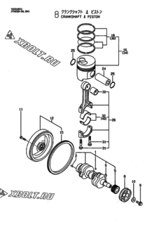  Двигатель Yanmar 3TNE68-DW, узел -  Коленвал и поршень 