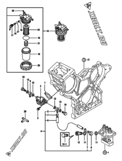  Двигатель Yanmar 3TNE68-DW1, узел -  Топливопровод 