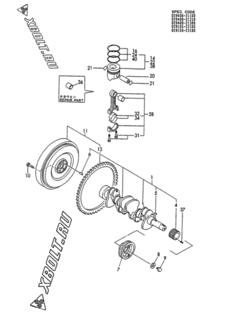 Двигатель Yanmar 4TN84TL-RHG, узел -  Коленвал и поршень 