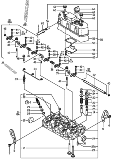  Двигатель Yanmar 3TNE74-DG, узел -  Головка блока цилиндров (ГБЦ) 