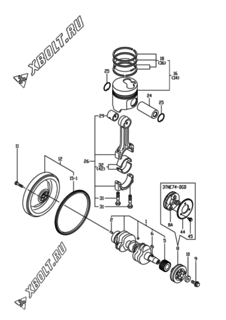  Двигатель Yanmar 3TNE74-DGD, узел -  Коленвал и поршень 