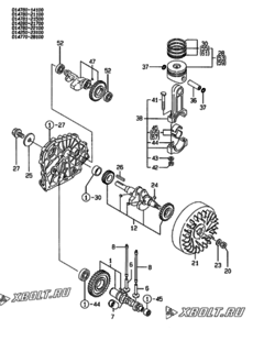  Двигатель Yanmar L48ADEDMK, узел -  Коленвал, поршень и распредвал 