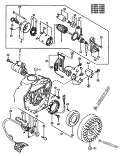 Двигатель Yanmar L48ADEDMK, узел -  Стартер и генератор 