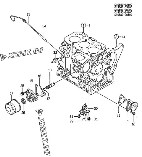  Система смазки двигателя Yanmar 3TNA72L-UDW2