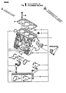  Двигатель Yanmar 3TNE84-YW, узел -  Блок цилиндров 