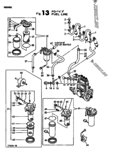  Двигатель Yanmar 3TNE84-YW, узел -  Топливопровод 