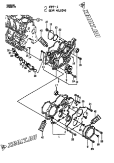  Двигатель Yanmar 4TNE98-FB, узел -  Корпус редуктора 