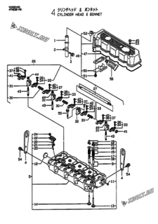  Двигатель Yanmar 4TNE98-FB, узел -  Головка блока цилиндров (ГБЦ) 