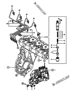  Двигатель Yanmar 4TNE98-FB, узел -  Форсунка 