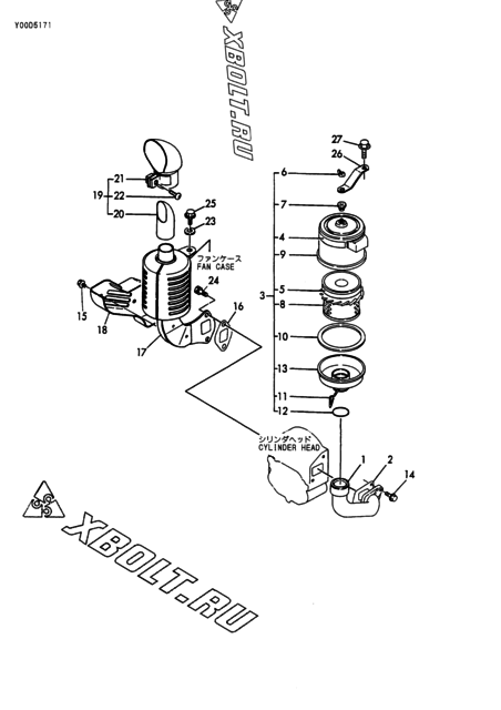  Воздушный фильтр и глушитель двигателя Yanmar NFAD6-EKB