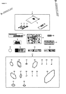  Двигатель Yanmar NFAD6-KB, узел -  Инструменты и шильды 
