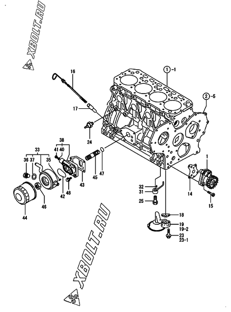  Система смазки двигателя Yanmar 4TNE84T-GB2