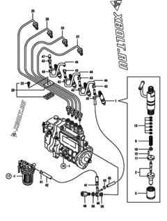  Двигатель Yanmar 4TNE84T-GB2, узел -  Форсунка 