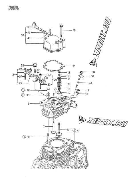  Головка блока цилиндров (ГБЦ) двигателя Yanmar L70ADEVIT