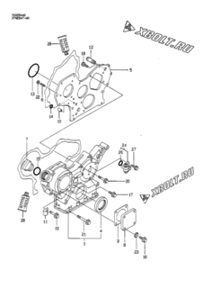  Двигатель Yanmar 3TNE84T-NR, узел -  Корпус редуктора 