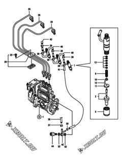  Двигатель Yanmar 3TNE84T-NR, узел -  Форсунка 