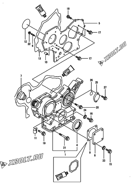  Корпус редуктора двигателя Yanmar 3TNE82A-DGD