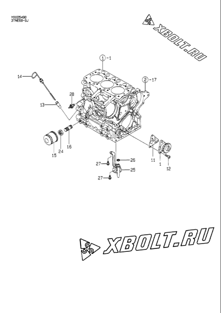  Система смазки двигателя Yanmar 3TNE68-SJ