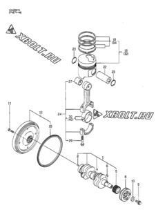  Двигатель Yanmar 3TNE74-MB, узел -  Коленвал и поршень 