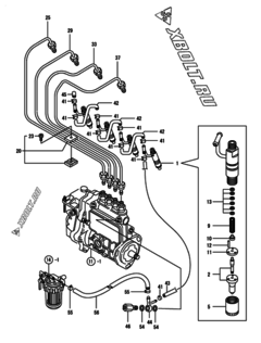  Двигатель Yanmar 4TNE84-TW, узел -  Форсунка 
