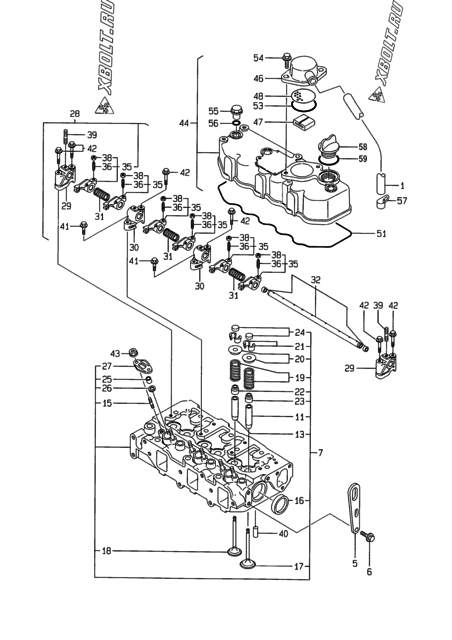  Головка блока цилиндров (ГБЦ) двигателя Yanmar 3TNE84-HS