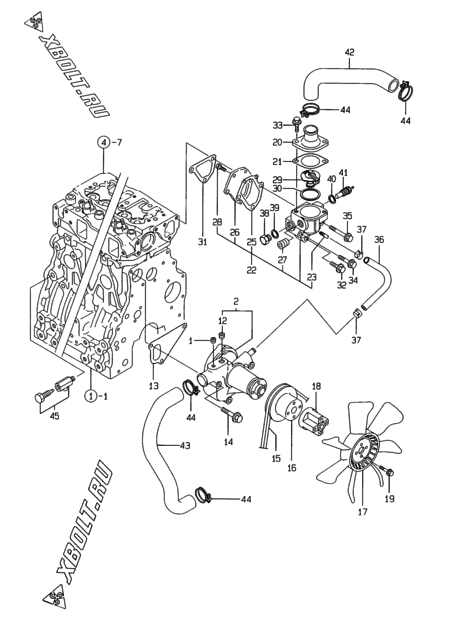  Система водяного охлаждения двигателя Yanmar 3TNE84-HS