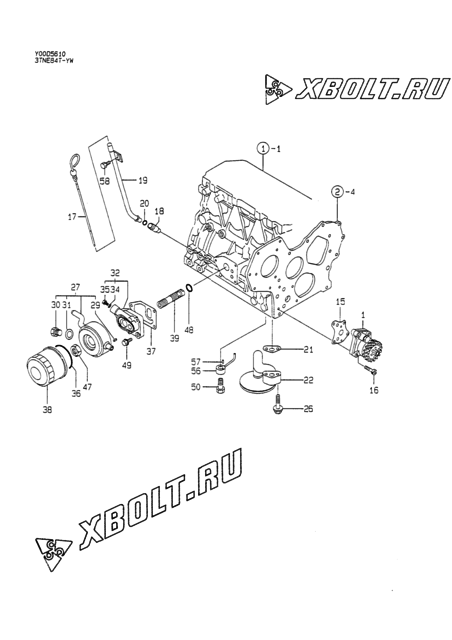  Система смазки двигателя Yanmar 3TNE84T-YW