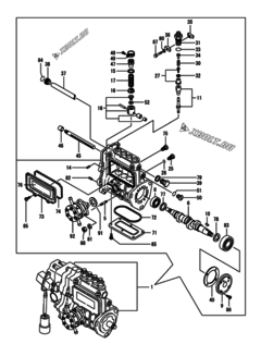  Двигатель Yanmar 4TNE88-DGD, узел -  Топливный насос высокого давления (ТНВД) 