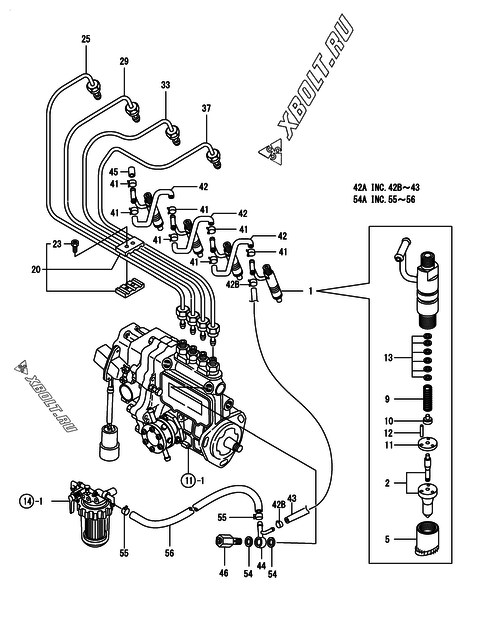  Форсунка двигателя Yanmar 4TNE88-DGD