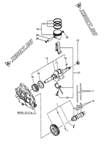  Двигатель Yanmar EGY20M-N, узел -  Коленвал, поршень и распредвал 