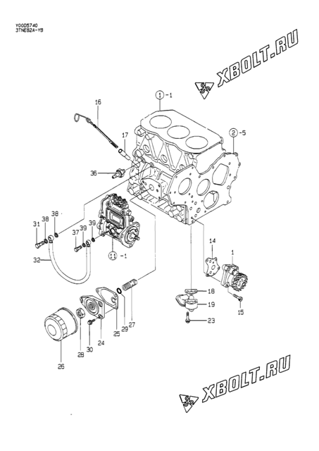  Система смазки двигателя Yanmar 3TNE82A-YB