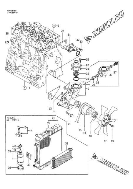  Система водяного охлаждения двигателя Yanmar 3TNE88-YB