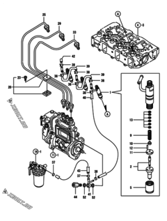  Двигатель Yanmar 3TNE88-YB, узел -  Форсунка 