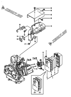  Двигатель Yanmar GA300SECMS1, узел -  Воздушный фильтр и глушитель 