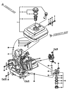  Двигатель Yanmar GA300SECMS1, узел -  Топливный бак и топливопровод 