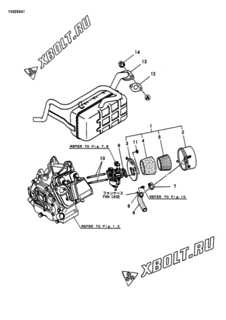  Двигатель Yanmar GA180RDGS, узел -  Воздушный фильтр и глушитель 