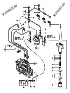  Двигатель Yanmar 3TNE84-GHN, узел -  Форсунка 