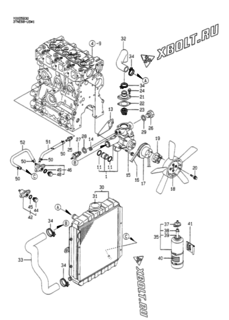 Двигатель Yanmar 3TNE68-USW1, узел -  Система водяного охлаждения 
