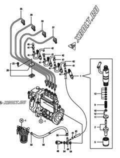  Двигатель Yanmar 4TNE88-YBB, узел -  Форсунка 