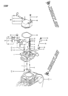  Двигатель Yanmar L40ADRM, узел -  Головка блока цилиндров (ГБЦ) 