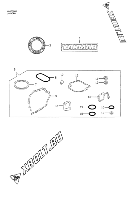  Инструменты, шильды и комплект прокладок двигателя Yanmar L40ADRM