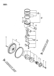  Двигатель Yanmar 3TNE68-ST, узел -  Коленвал и поршень 