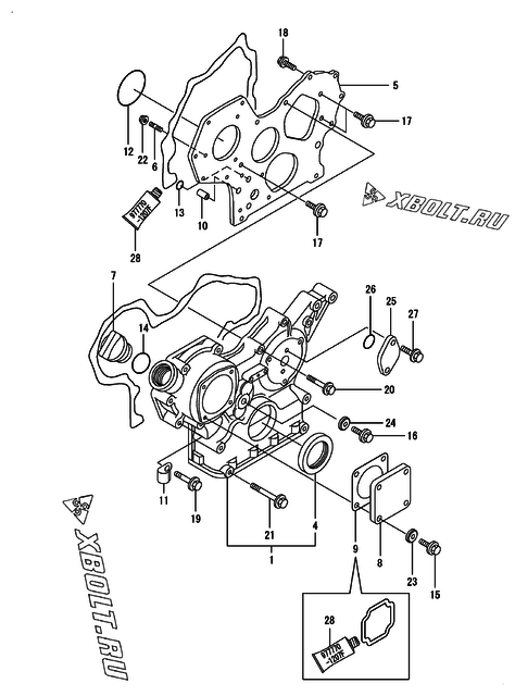  Корпус редуктора двигателя Yanmar 4TNE88-IKA