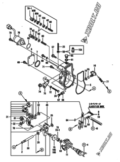  Двигатель Yanmar 4TNE88-IKA, узел -  Регулятор оборотов 