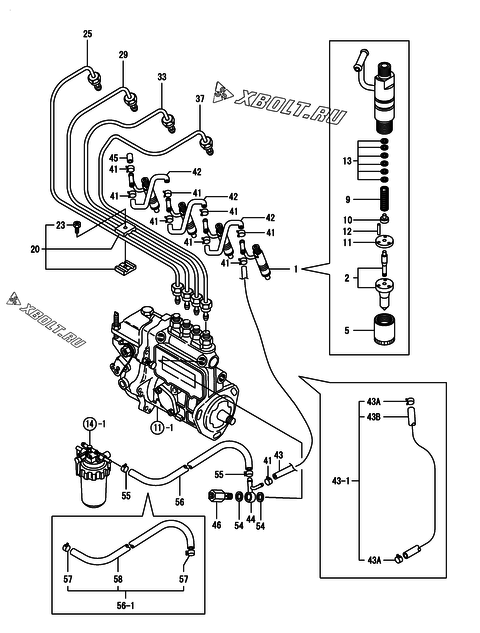  Форсунка двигателя Yanmar 4TNE88-IKA